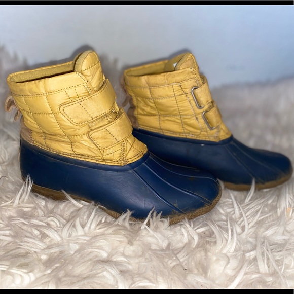 Sperry Saltwater Jetty Boots Size 9 Yellow Navy - Picture 3 of 7